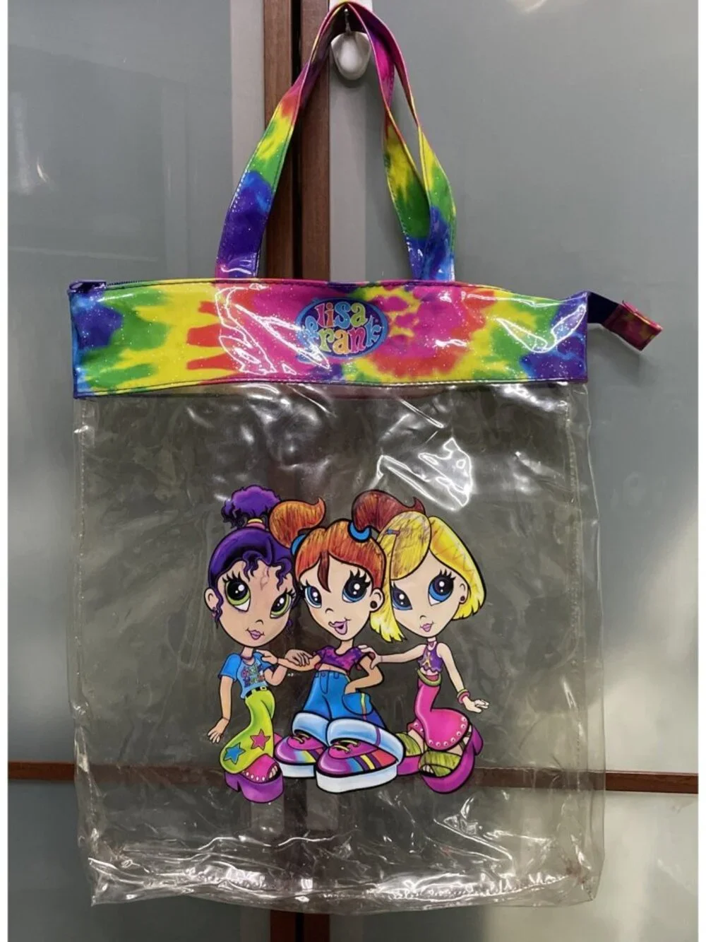 Lisa & Frank Vintage Y2K Fab Friends Bag Tote Tie Dye Rainbow Clear Kidcore Rave